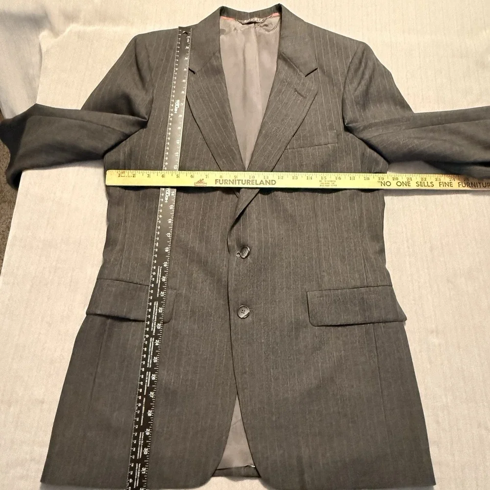 Vintage Levis Action Slacks Mens Gray Pinstripe 2 Piece Suit Blazer Pants